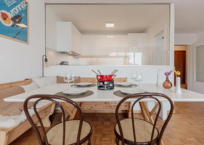 Cozy, Calme, Ski-in Et Ski-out Lägenhet Crans-Montana